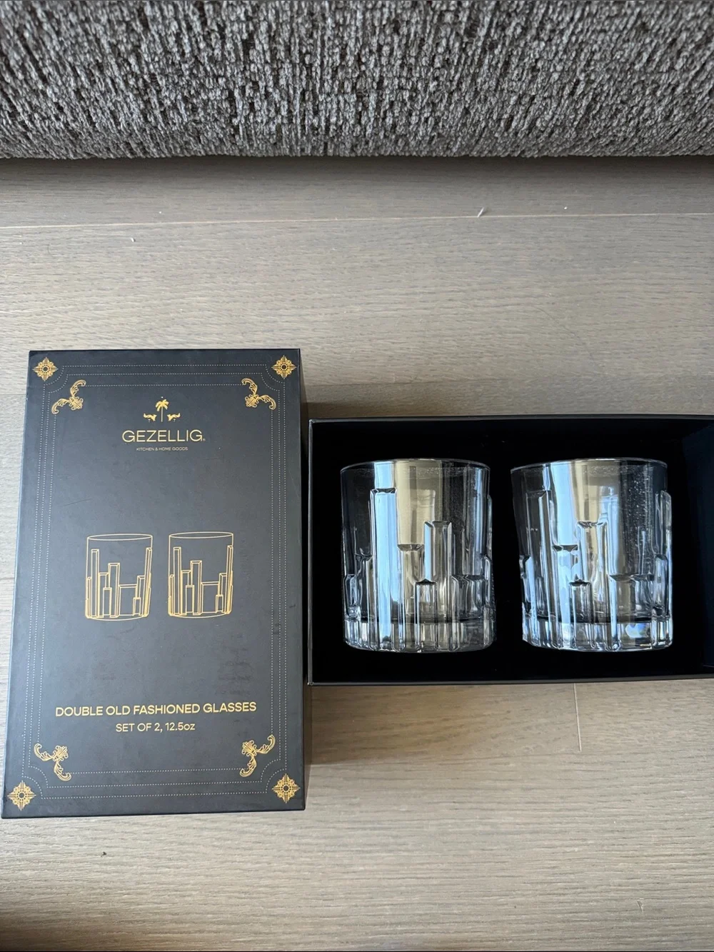 Gezellig Luxury Gift and Home Clear Double Old Fashioned Glasses - Set of 2